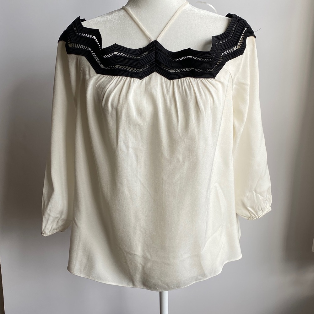 Ramy Brook Sandy Off The Shoulder Lace Trim Flowy Blouse *Stain* - Picture 5 of 12
